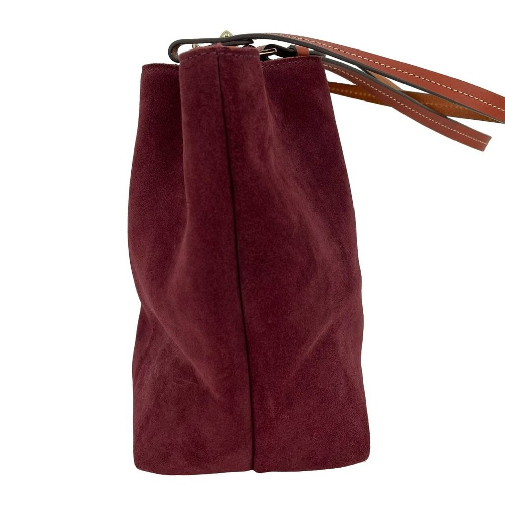 Elegant Burgundy Suede Tote Bag - Picture 6 of 14